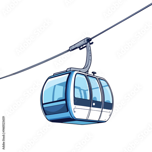 Vsai cable car hanging on cable, transporting people up mountain