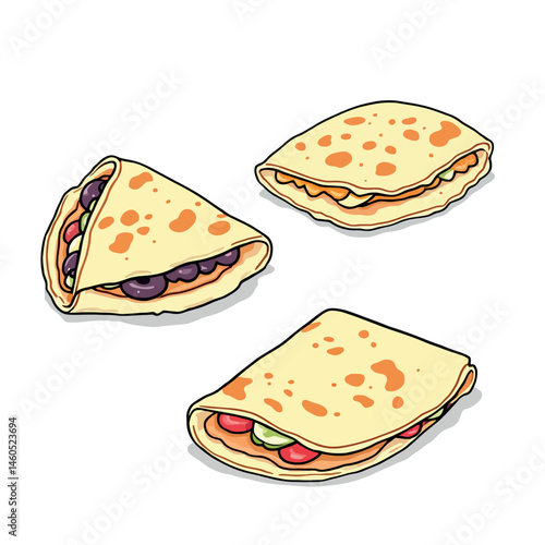 Vsai delicious folded crepes with various toppings showing filling ingredients