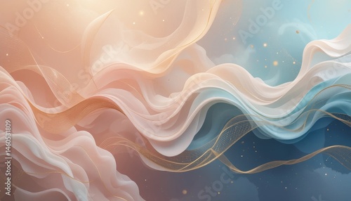 Dynamic flowing abstract art creative studio digital illustration ethereal atmosphere close-up view visual harmony and movement