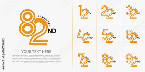 Anniversary logo type set with double line number. orange and black color can be use special moment