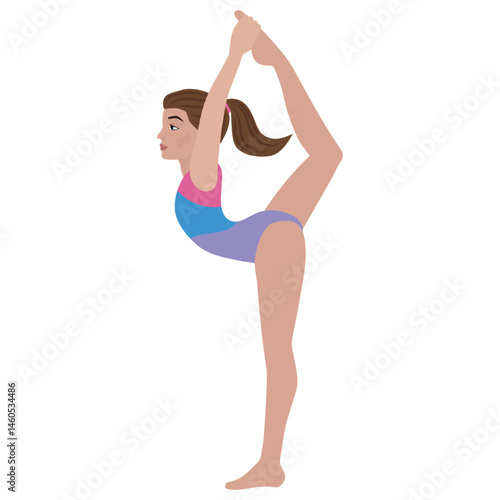 Cute teen girl  gymnast vector cartoon illustration