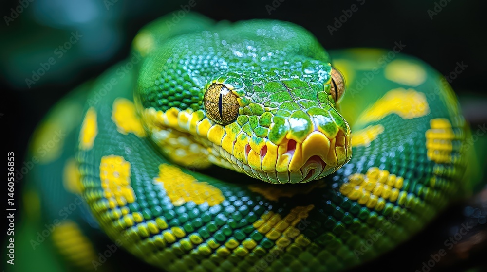 Obraz premium Green Tree Python CloseUp.