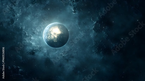 Celestial sphere with luminous planet