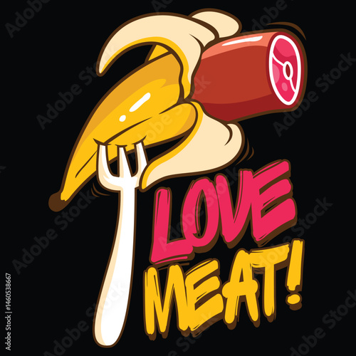 love meat banana mascot design.eps