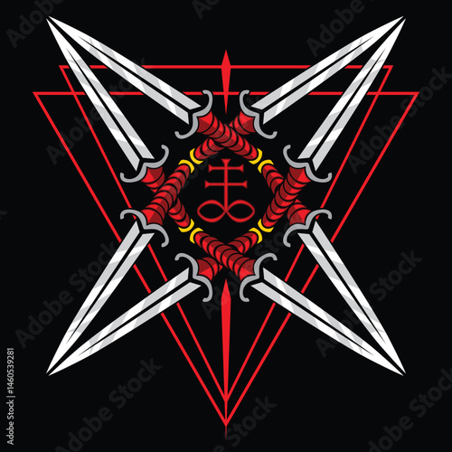 cross knife gothic design art.eps