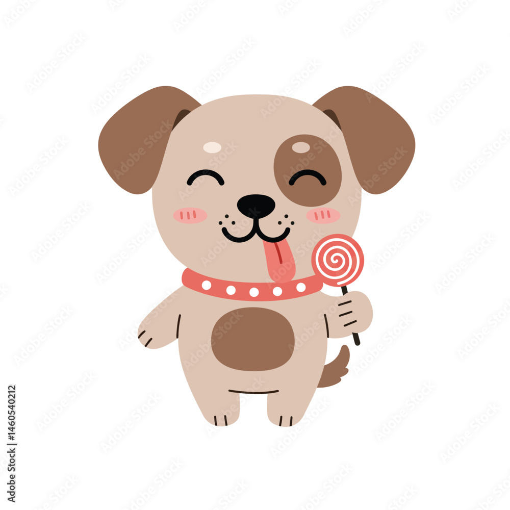 Fototapeta premium Cartoon dog superhero character with cape and playful expression in cute costume vector illustration 