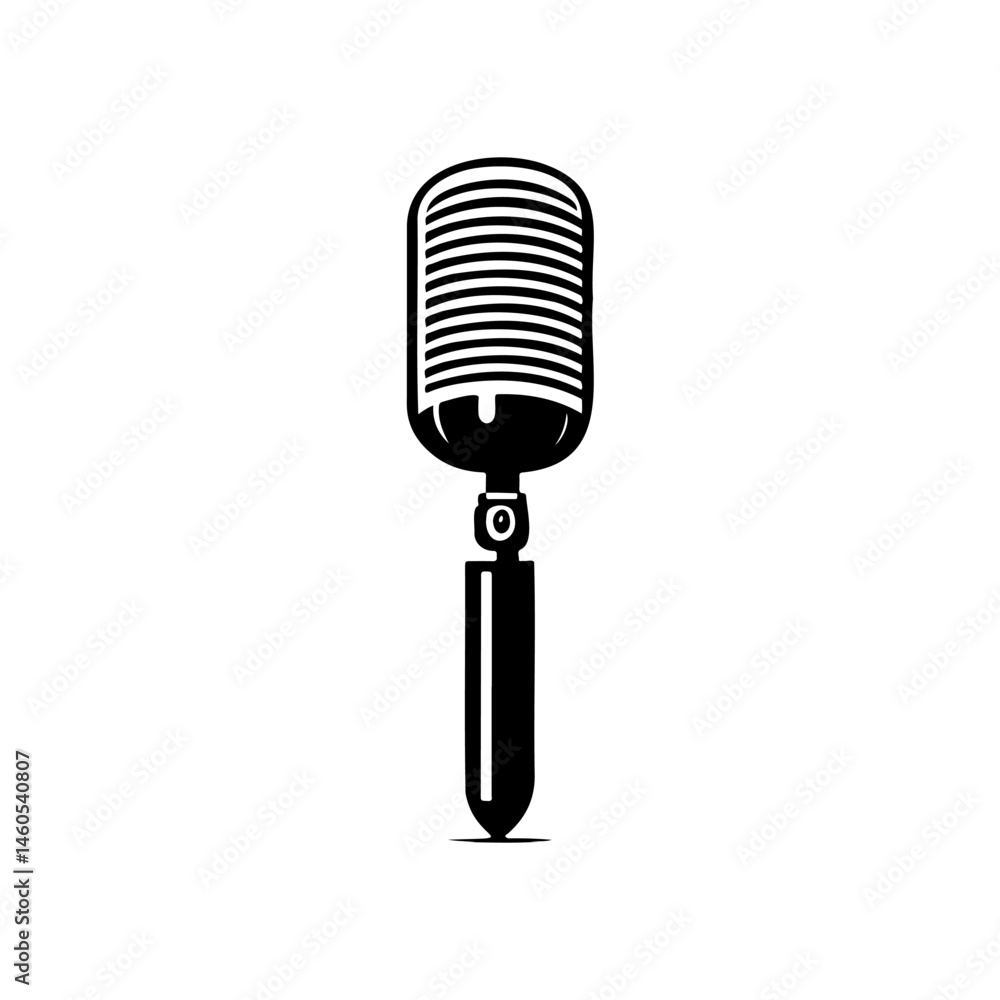 Fototapeta premium Vintage microphone silhouette for vocal performance and broadcasting design