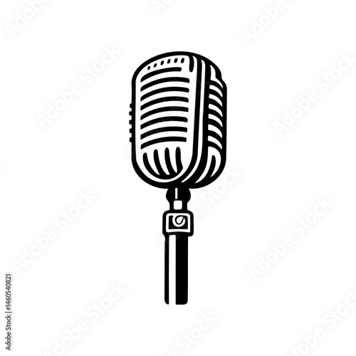 Retro microphone illustration, representing vocal performance or broadcasting essence