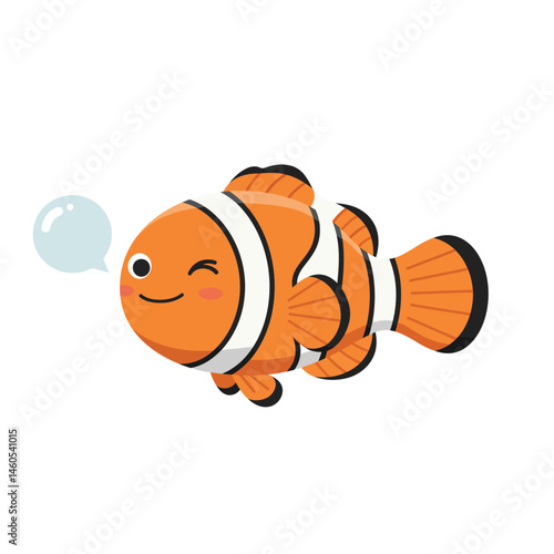Cartoon yellow and black striped tropical fish vector illustration with heart-shaped cheek pattern and fins flowing naturally 