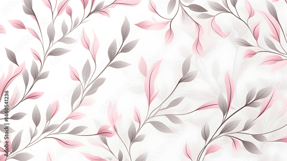 Elegant Seamless Pattern with Pink Branches on Pastel Grey Background Elegant Seamless Pattern with Pink Branches on Pastel Grey Background