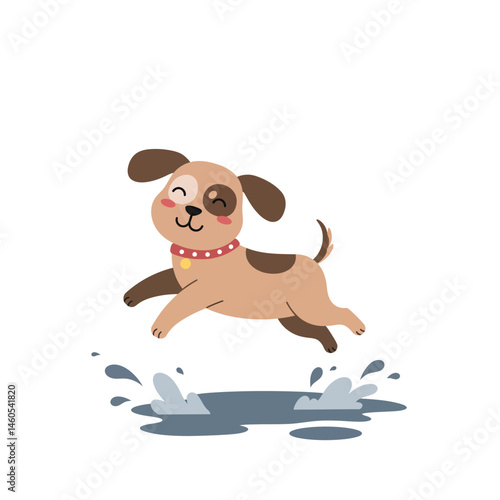 Cute puppy dressed as king with crown and red royal cape cartoon vector illustration 