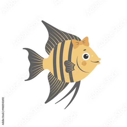 Cute flying bee with brown backpack vector illustration for kids nature and pollination theme 