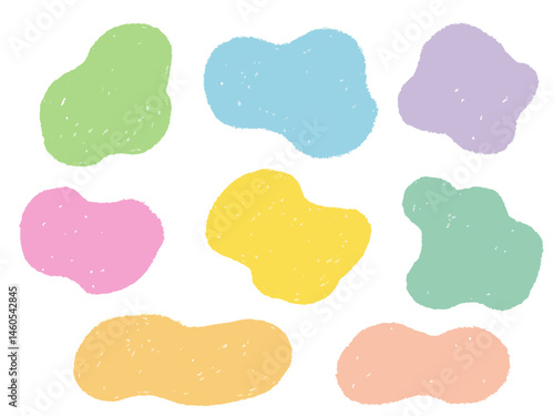 手描きあしらいセット　流体シェイプ　クレヨン　パステルカラー
