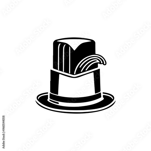 Stylized black and white image of a decorative ceremonial hat for events