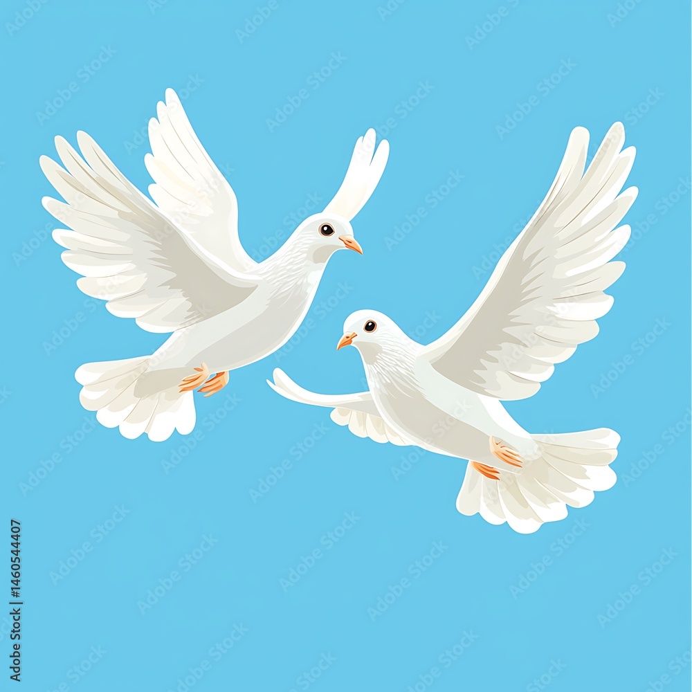 Obraz premium Two white doves in flight