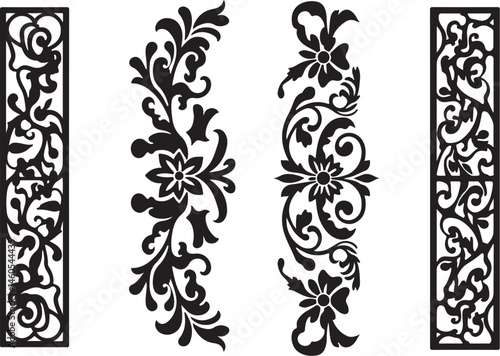 Floral Arabesque & Mughal Style Window Panel Vectors for Laser Cutting