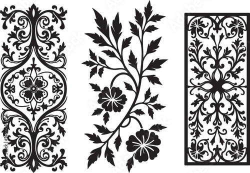 Floral Arabesque & Mughal Style Window Panel Vectors for Laser Cutting