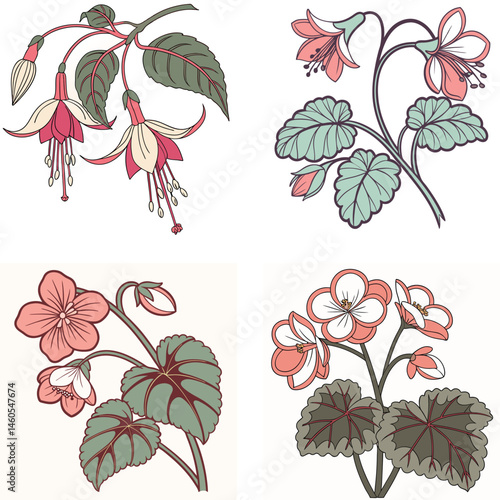 A begonia flower icon with ruffled petals and a delicate shape. 