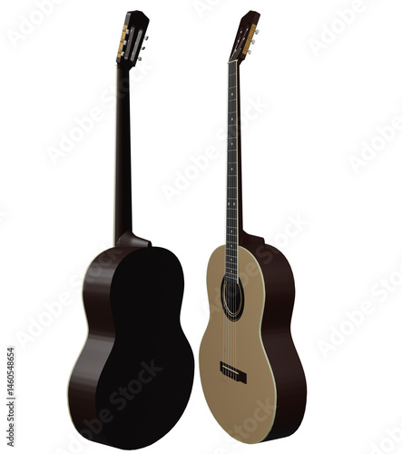 acoustic classic guitar string illustration on transparent background