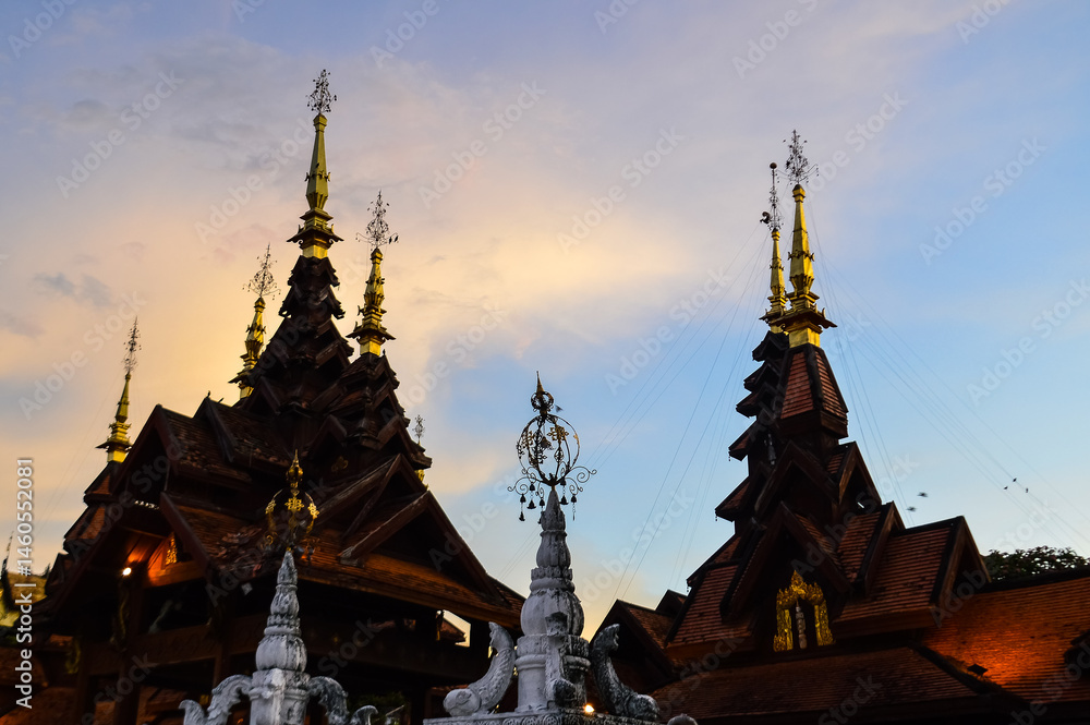 Art and Ancient Lanna Architecture, in evening at Dhara Dhevi Chiang Mai, Northern Thailand Art and Ancient Lanna Architecture, in evening at Dhara Dhevi Chiang Mai, Northern Thailand