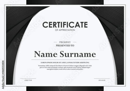 Black abstract award certificate