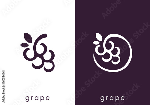 simple creative grape logo design vector	
