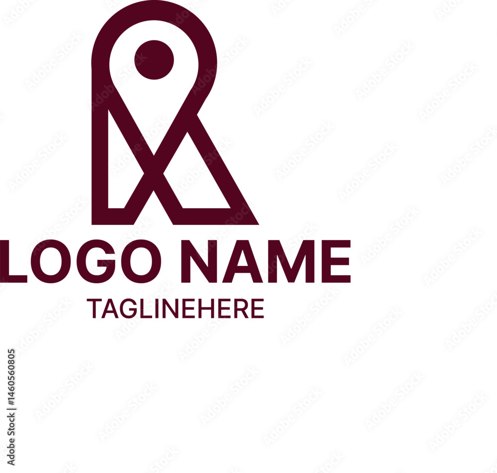 Logo Letter R + Pin Modern Logo Letter R + Pin Modern