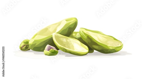 Wallpaper Mural A vibrant depiction of sliced pistachios on a white background. Torontodigital.ca