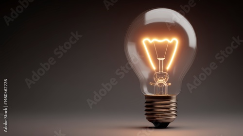 Glowing Lightbulb on Dark Gray Background  Symbol of Creativity and
