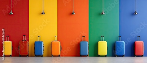 Wallpaper Mural Colorful luggage against rainbow wall Torontodigital.ca