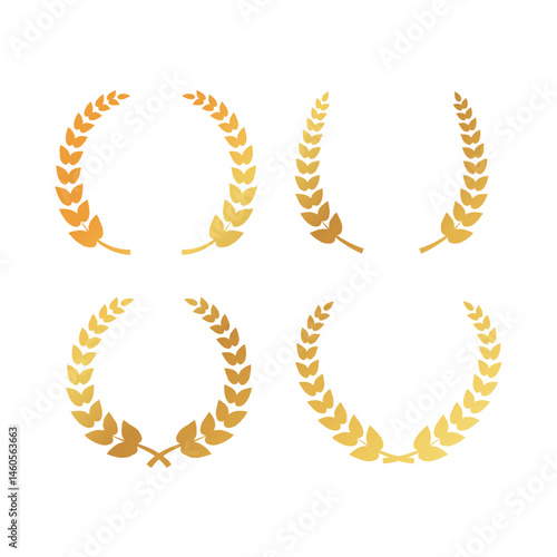 金色の月桂樹、金のエンブレム、月桂冠