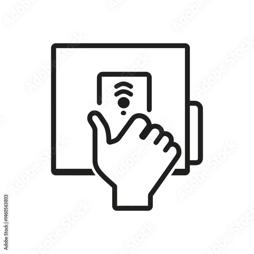 Keycard Access Icon, Hand swiping contactless card on transparent background
