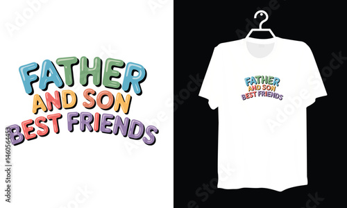 Father's Day Theme: Playful "Father and Son Best Friends" Text Vector Image
