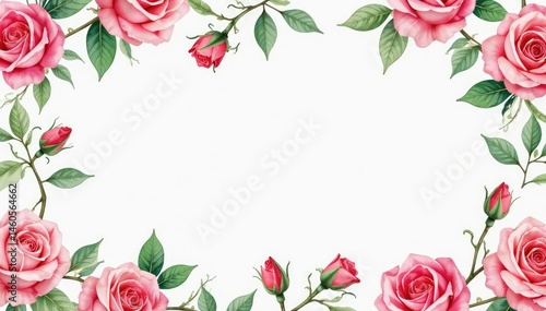Delicate watercolor rose buds, leaves & vines Seamless repeat , wrapping, beauty, roses