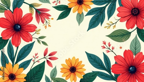 Wallpaper Mural Bold, vibrant floral pattern, ideal for summer promotions, bright, colorful, flowers Torontodigital.ca