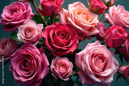 Intricate blooming roses, densely packed, vibrant hues , red, graphic