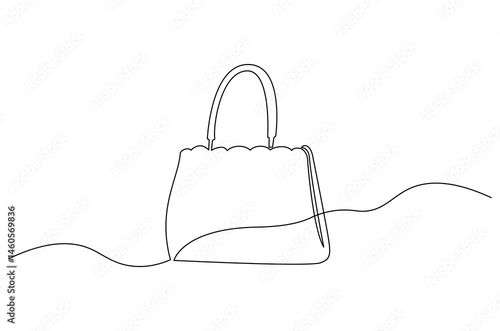 Fototapeta premium Continuous one line drawing of Women's handbags. Single line drawing illustration of HandBags. Fashionable style concept vector art. Doodle line illustration.