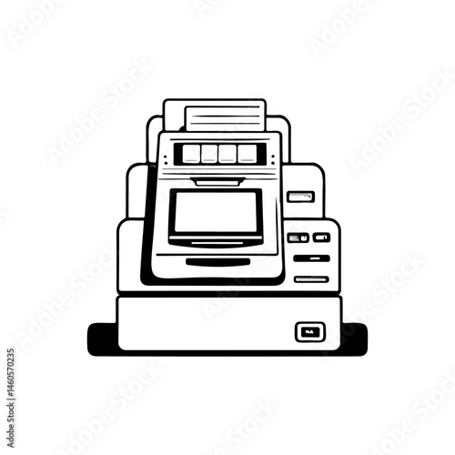 Vintage cash register illustration evoking a retro commerce and retail aesthetic
