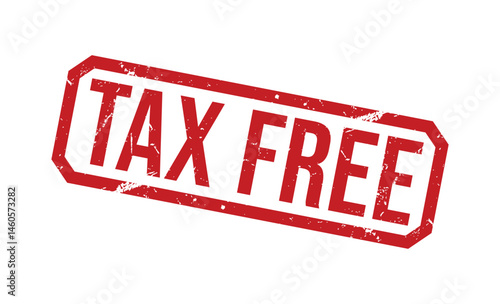 TAX FREE Red rubber stamp on white background. TAX FREE stamp sign. TAX FREE stamp.