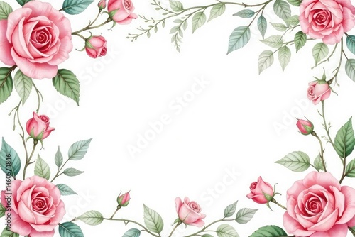 Wallpaper Mural Delicate watercolor roses, climbing vines, and leaves create a romantic floral pattern , wallpaper, pretty, seamless pattern Torontodigital.ca