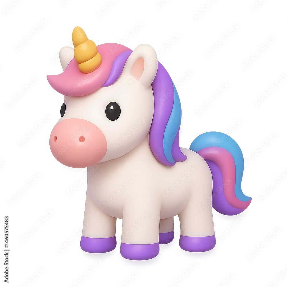 Fototapeta premium Cute 3D Unicorn Character Render for Creative Projects