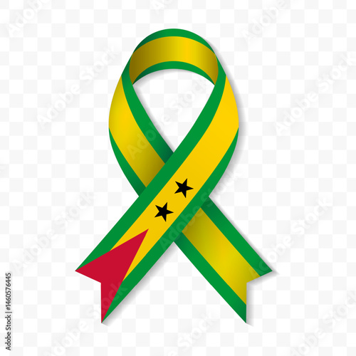 Sao Tome and Principe flag stripe ribbon vector illustration on a transparent background vector image