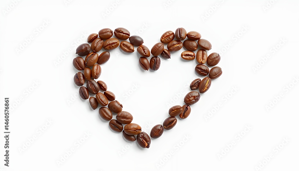 Aromatic Coffee Beans Arranged in a Heart Shape on White Background Romantic Valentine's Day Concept Aromatic Coffee Beans Arranged in a Heart Shape on White Background Romantic Valentine's Day Concept