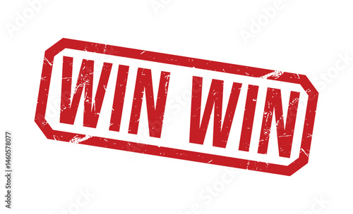 WIN-WIN Red rubber stamp on white background. WIN-WIN stamp sign. WIN-WIN stamp.