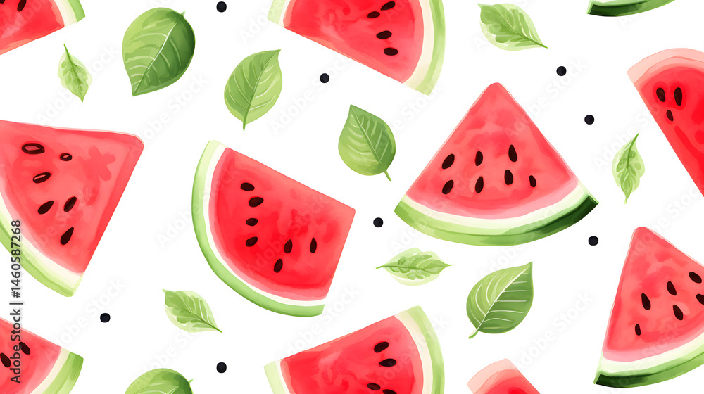 Vibrant Seamless Pattern Featuring Summer Berries and Watermelon for Backgrounds and Designs Vibrant Seamless Pattern Featuring Summer Berries and Watermelon for Backgrounds and Designs
