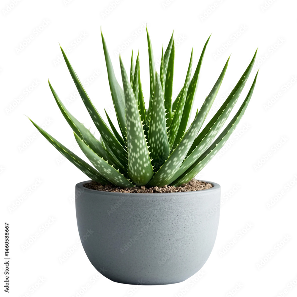 Fototapeta premium Lush green agave plant with sharp leaves against a plain background showcasing its natural beauty [Transparent Background PNG]. 