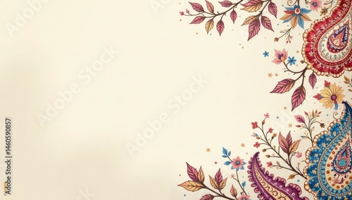 Subtle paisley print on cream background Soft, muted colors , subtle pattern, background