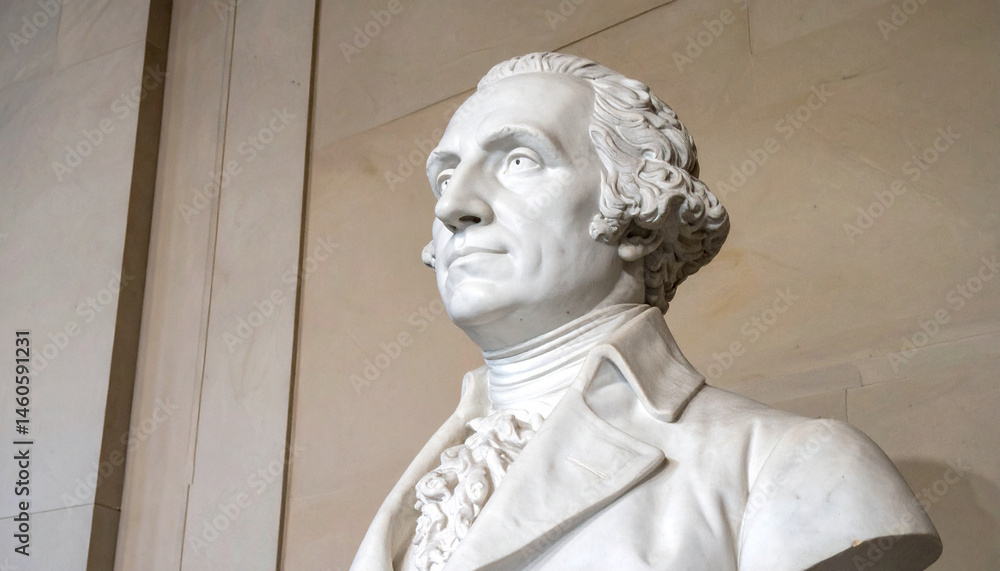 Naklejka premium featuring the white marble bust of President George Washington