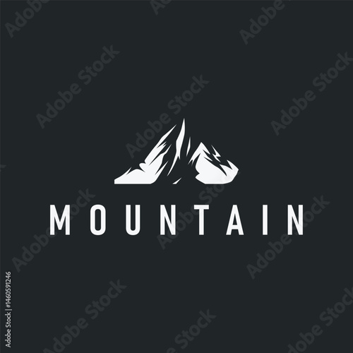 black silhouette concept with old vintage design simple mountain logo natural scenery symbol templet illustration mountain nature