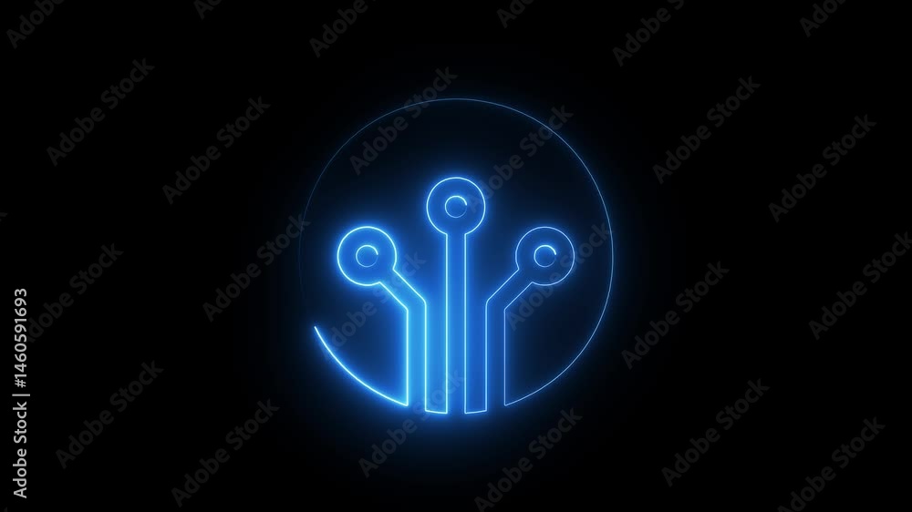 Neon digital technology gear icon concept.digital transformation icon with arrow symbol. Neon digital technology gear icon concept.digital transformation icon with arrow symbol.